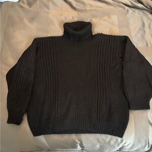 Cozy Black Turtleneck Handknit Sweater